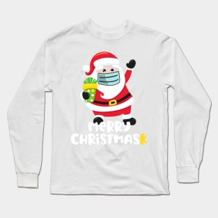 Merry Christmask Santa Wearing Mask Merry Christmas 2020 Long Sleeve T-Shirt